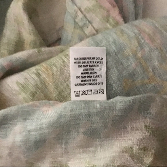 Women’s Spartina 449 Jori Linen Shirt Sugar Mill Damask Ruffle Collar Small - Picture 10 of 12